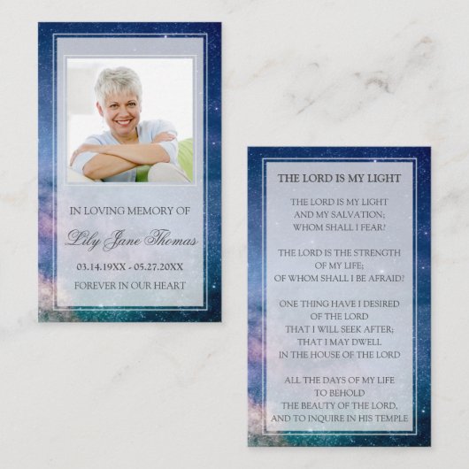 スタリー・ナイト・葬儀祈りの言葉カード |思い出を愛する 名刺 (正面/裏面)