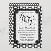 スタリS1ブラック+ホワイトディナーパーティの招待状 招待状 (正面/裏面)