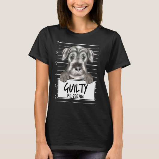 スタンダードシュナウザームグショット有罪判決を受けた犬 Tシャツ (正面)