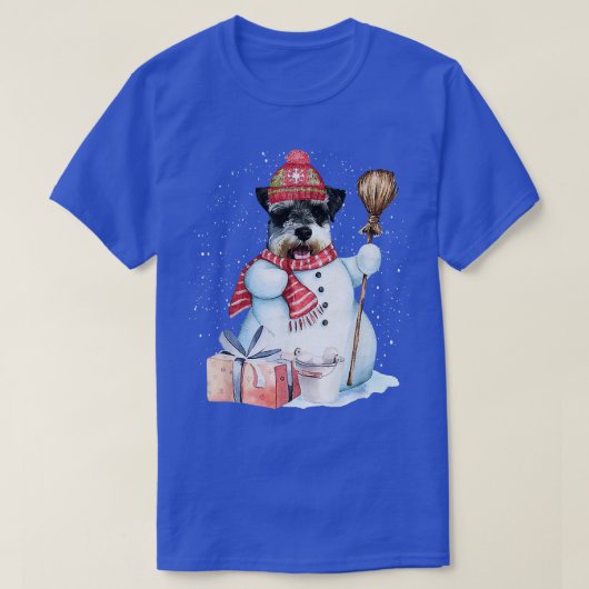 スタンダードシュナウザー雪だるまスノーナイトクリスマスドゥ Tシャツ (デザイン正面)