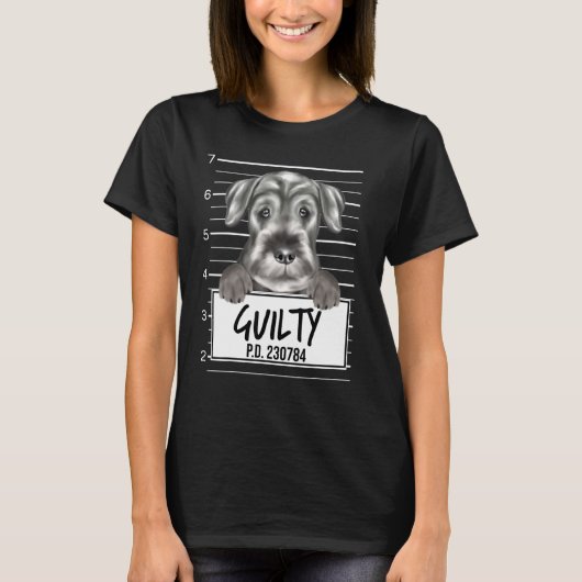 スタンダードシュナウザー顔写真 有罪の犬 Tシャツ (正面)