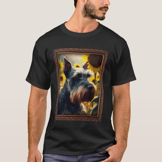 スタンダードシュナ絵画ウザーのひまわり花ママW Tシャツ (正面)