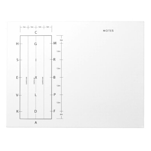 スタンダードドレッセージアリーナテンプレート馬競技会 ノートパッド (正面)