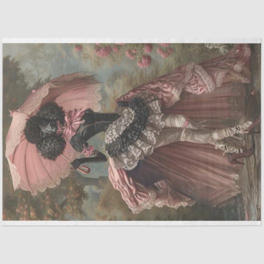 スタンダードブラックプードルボホヴィンテージデコページ 薄葉紙 (正面)