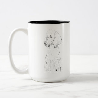 スタンダードプードルの犬の肖像画 ツートーンマグカップ