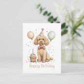 スタンダードプードルの犬の誕生日おめでとう ポストカード (スタンド正面)