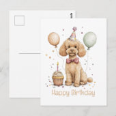 スタンダードプードルの犬の誕生日おめでとう ポストカード (正面/裏面)