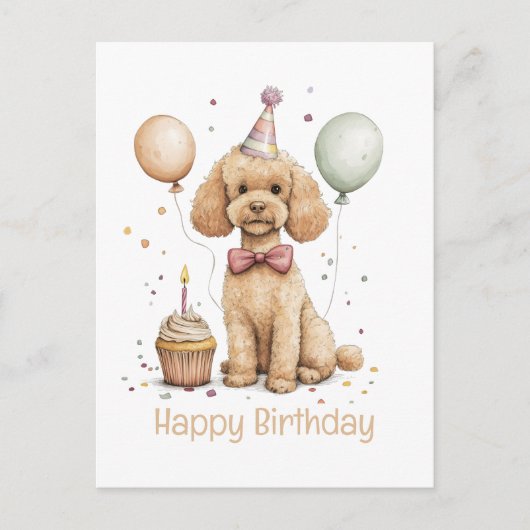 スタンダードプードルの犬の誕生日おめでとう ポストカード (正面)