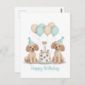 スタンダードプードルの誕生日おめでとう ポストカード (正面/裏面)