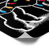 スタンダードプードルクリスマスライトサンタハットクリスマスD ポスター (角)