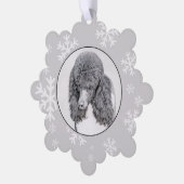 スタンダードプードルブラックパ絵画ティの曲 – Dog Art オーナメントカード (左)