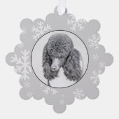 スタンダードプードルブラックパ絵画ティの曲 – Dog Art オーナメントカード (正面)