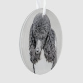 スタンダードプードルブラックパ絵画ティの曲 – Dog Art オーナメント (正面)