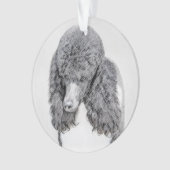 スタンダードプードルブラックパ絵画ティの曲 – Dog Art オーナメント (正面)