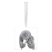 スタンダードプードルブラックパ絵画ティの曲 – Dog Art キューブオーナメント (右)