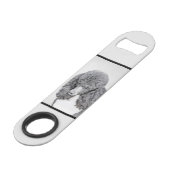 スタンダードプードルブラックパ絵画ティの曲 – Dog Art スピード栓抜き (正面アングル)