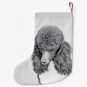 スタンダードプードルブラックパ絵画ティの曲 – Dog Art スモールクリスマスストッキング (裏面)