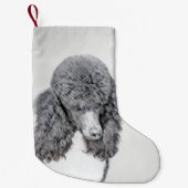 スタンダードプードルブラックパ絵画ティの曲 – Dog Art スモールクリスマスストッキング (正面)