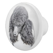 スタンダードプードルブラックパ絵画ティの曲 – Dog Art セラミックノブ (右)