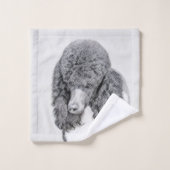 スタンダードプードルブラックパ絵画ティの曲 – Dog Art バスタオルセット (ウォッシュタオル)