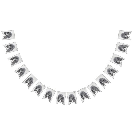 スタンダードプードルブラックパ絵画ティの曲 – Dog Art バンティングフラッグ (全)