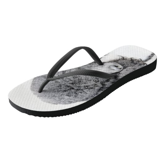 スタンダードプードルブラックパ絵画ティの曲 – Dog Art ビーチサンダル (アングル)