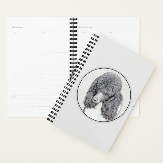 スタンダードプードルブラックパ絵画ティの曲 – Dog Art プランナー手帳 (ディスプレー)