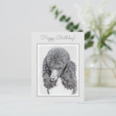 スタンダードプードルブラックパ絵画ティの曲 – Dog Art ポストカード (スタンド正面)