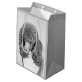 スタンダードプードルブラックパ絵画ティの曲 – Dog Art ミディアムペーパーバッグ (裏面アングル)