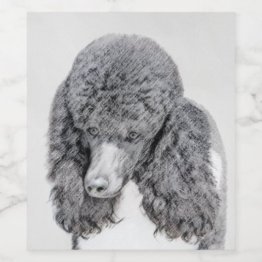 スタンダードプードルブラックパ絵画ティの曲 – Dog Art ワインラベル (シングルラベル)