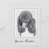 スタンダードプードルブラックパ絵画ティの曲 – Dog Art 招待状 (正面/裏面)