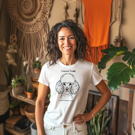 スタンダードプードルポートレートブラックラインイラストレーション Tシャツ