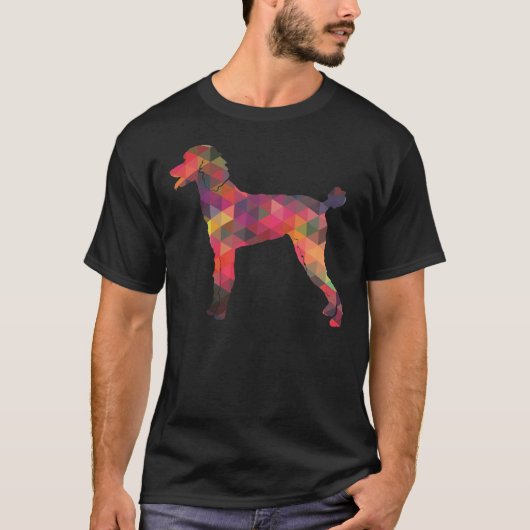スタンダードプードル犬種幾何学模様シルエット Tシャツ (正面)