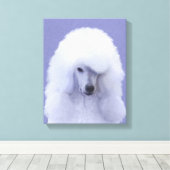 スタンダードプードル絵画ホワイトの – オリジナルドッグアート キャンバスプリント (インサイチュ (ウッドフロア))