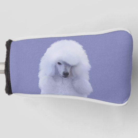 スタンダードプードル絵画ホワイトの – オリジナルドッグアート ゴルフヘッドカバー (正面)