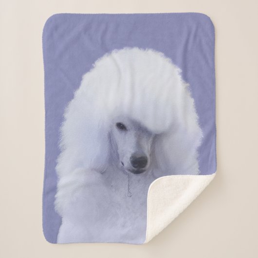 スタンダードプードル絵画ホワイトの – オリジナルドッグアート シェルパブランケット (正面)