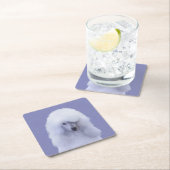 スタンダードプードル絵画ホワイトの – オリジナルドッグアート スクエアペーパーコースター (インサイチュ)