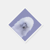 スタンダードプードル絵画ホワイトの – オリジナルドッグアート スタンダードカクテルナプキン (角)