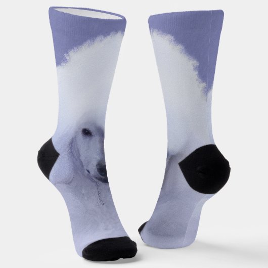 スタンダードプードル絵画ホワイトの – オリジナルドッグアート ソックス (傾斜あり)