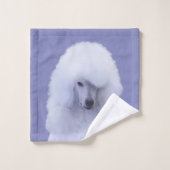 スタンダードプードル絵画ホワイトの – オリジナルドッグアート バスタオルセット (ウォッシュタオル)