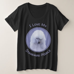 スタンダードプードル絵画ホワイトの – オリジナルドッグアート プラスサイズTシャツ