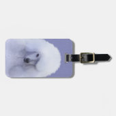 スタンダードプードル絵画ホワイトの – オリジナルドッグアート ラゲッジタグ (正面横)