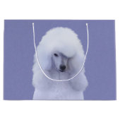 スタンダードプードル絵画ホワイトの – オリジナルドッグアート ラージペーパーバッグ (正面)