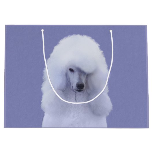 スタンダードプードル絵画ホワイトの – オリジナルドッグアート ラージペーパーバッグ (正面)