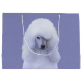 スタンダードプードル絵画ホワイトの – オリジナルドッグアート ラージペーパーバッグ (裏面)