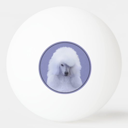 スタンダードプードル絵画ホワイトの – オリジナルドッグアート 卓球ボール (正面)