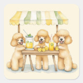 スタンダードプードル走ドッグズAレモネードスタンド スクエアシール (正面)