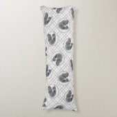 スタンダードポ絵を描ードルズパート白黒ドッグアート ボディピロー (正面縦)