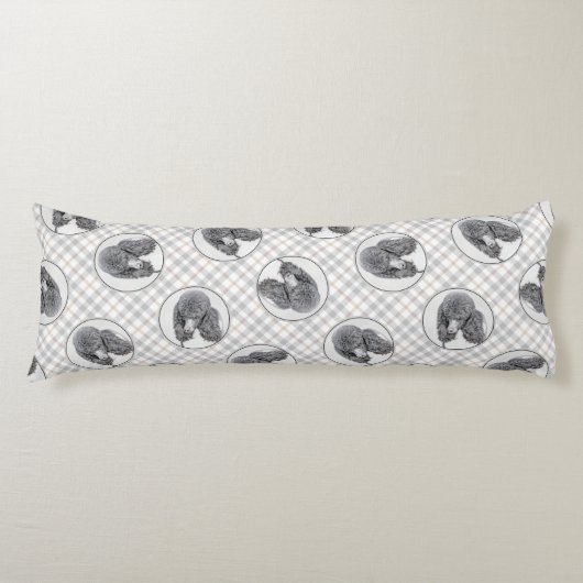 スタンダードポ絵を描ードルズパート白黒ドッグアート ボディピロー (正面)