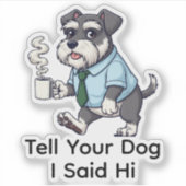 スタンダード・シュナウザーの犬のビジネススーツコーヒー シール (正面)